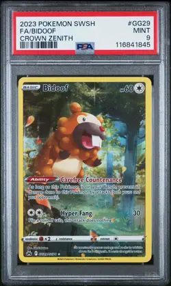 2023 Pokemon Sword And Shield Crown Zenith #GG29 ⭐Full Art Bidoof PSA 9⭐ - Image 1