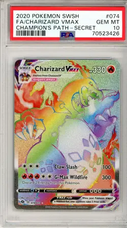 2020 Pokemon Champion's Path 074/073 Charizard VMAX Secret Rare PSA 10 Gem Mint - Image 2