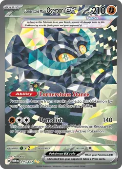 Cornerstone Mask Ogerpon EX 215/167 - SV06: Twilight Masquerade Full Art Pokemon - Image 1