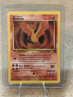 Pokemon Moltres Fossil Rare Unlimited 70 HP 27/62 Regular English - Image 1