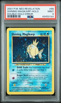 2001 POKEMON NEO REVELATION DOUBLE HOLO #66 SHINING MAGIKARP-HOLO PSA 9 POP 46 - Image 1