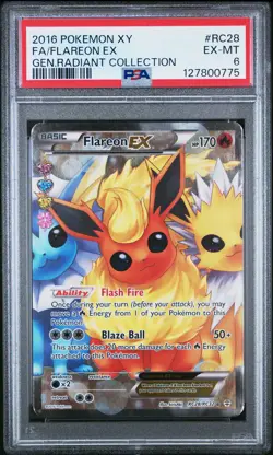 2016 Pokemon Xy Generations Radiant Collection #RC28 Flareon Ex PSA 6 - Image 1