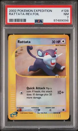 2002 Pokemon Expedition 128 Rattata Reverse PSA 7 NM - Image 1