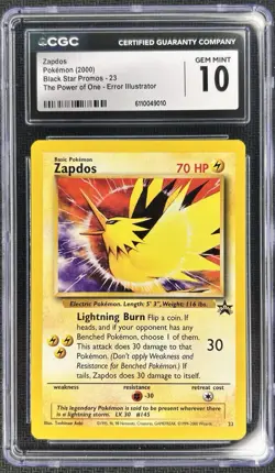 Zapdos #23 - CGC 10 - Black Star Promos - Illustrator Error GEM MINT Pokemon TCG - Image 1