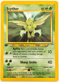 1st Edition Scyther 55/105 Neo Destiny Pokemon 2002 M/NM Pack to Sleeve - Image 1