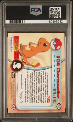 1999 TOPPS POKEMON TV 4 CHARMANDER EMBOSS RAINBOW FOIL PSA 9 BLACK LOGO LOW POP - Image 2