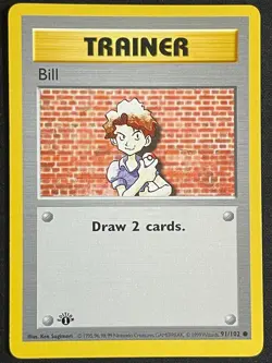 91/102 Bill 1st Edition Pokemon Base Set Shadowless EX - Image 1
