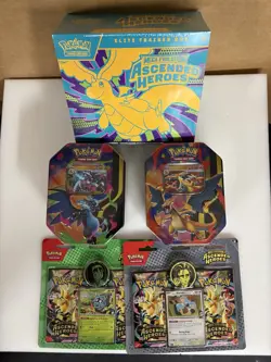 Pokemon TCG Mega Evolution Ascended Heroes ETB + 2 Pack Blister & Tin Bundle - Image 1