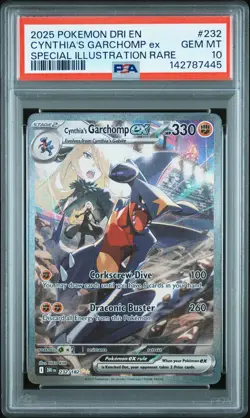 2025 POKEMON DRI EN-DESTINED RIVALS #232 CYNTHIA'S GARCHOMP EX PSA 10 - Image 1