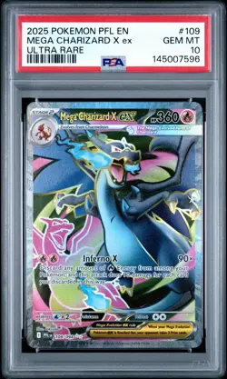 2025 POKEMON PFL EN-PHANTASMAL FLAMES ULTRA RARE #109 MEGA CHARIZARD X EX PSA 10 - Image 1