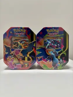 Mega Charizard X & Y Ex Tins Set of 2 Factory Sealed Pokemon TCG - Image 1