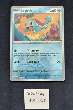 Pokemon TCG Scarlet & Violet 151 Squirtle 007/165 Pokemon Center Stamp - NM - Image 1