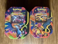 Mega Charizard X & Y Ex Tins Set of 2 Factory Sealed Pokemon TCG - Image 1