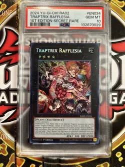 YuGiOh TRAPTRIX RAFFLESIA #RA02-EN034🔥PSA 10 GEM🔥1st EDITION-2024 SECRET RARE - Image 2