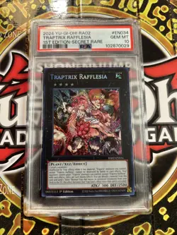 YuGiOh TRAPTRIX RAFFLESIA #RA02-EN034🔥PSA 10 GEM🔥1st EDITION-2024 SECRET RARE - Image 4