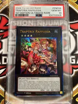 YuGiOh TRAPTRIX RAFFLESIA RA02-EN034🔥PSA 10 GEM🔥1st EDITION-2024 ULTIMATE RARE - Image 1