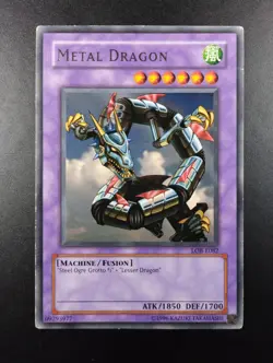 YUGIOH 2002 | METAL DRAGON | LOB-E082 | RARE | VERY GOOD (PLAYED) - Image 1