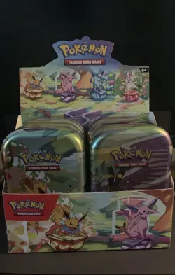 Pokemon Prismatic evolution Tin Complete Display Empty + Art Cards + Eevee Coin - Image 5