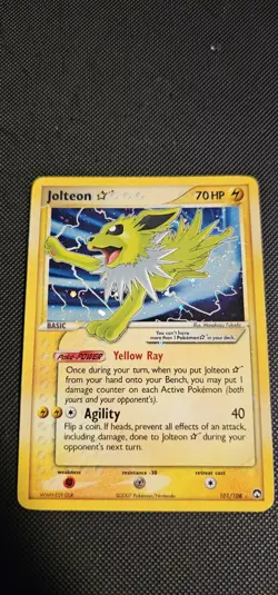 Pokemon Jolteon Gold Star EX Power Keepers Ultra Rare 101/108 Damaged/Creased - Image 1