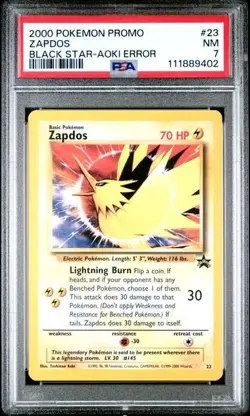 - Zapdos 2000 Pokemon Wizards Black Star Promo #23 Aoki Error PSA 7 - Image 1