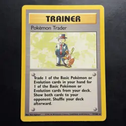 Pokemon Vintage Non-Holo Rare Pokemon Trader 77/102 Base set Trainer WotC 1999 - Image 1