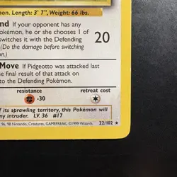 Vintage Pokemon Pidgeotto 22/102 Base Set Non-holo Rare WotC 1999 - Image 4