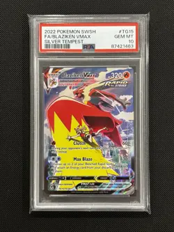 2022 PSA 10 Pokemon Blaziken VMAX Silver Tempest Trainer Gallery Full Art #TG15 - Image 1