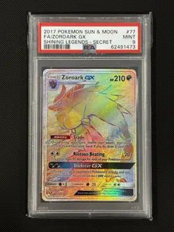 2017 Pokemon Sun & Moon Shining Legends # 77 Full Art Zoroark GX PSA 9 Card MINT - Image 1