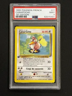 Pokemon 1st Edition Base Set French Farfetch’d (Canarticho) 27/102 PSA 9 MINT - Image 1