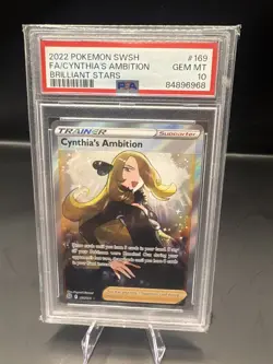 Pokemon SWSH Brilliant Stars Trainer Cynthia's Ambition Full Art 169/172 PSA 10 - Image 1