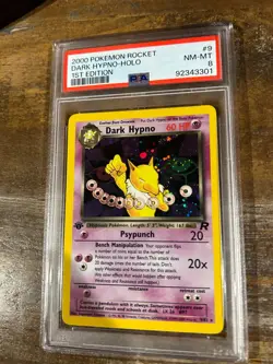 Pokemon 2000 Rocket DARK HYPNO 1ST Edition #9 Holo PSA 8 RARE - Image 1