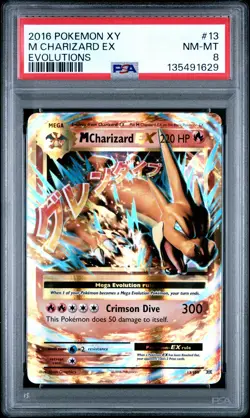 2016 POKEMON XY EVOLUTIONS #13 M CHARIZARD EX PSA 8 - Image 1