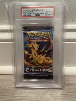 Pokemon Evolutions Booster Pack Mega Charizard Y PSA 8 2016 64120021 - Image 1