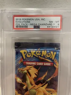 Pokemon Evolutions Booster Pack Mega Charizard Y PSA 8 2016 64120021 - Image 2