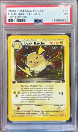 PSA 7 2000 Pokemon Rocket 1st Edition Dark Raichu No. 83 - Image 1