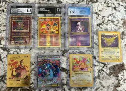 Pokemon Charizard Lot + CGC 8.5 Ancient Mew Mewtwo Zapdos Pikachu - Image 1