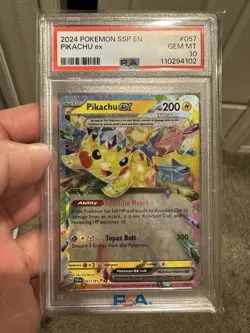 Pokemon TCG - Surging Sparks English - Pikachu EX - #057 - PSA 10 - 057/191 - Image 1
