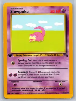 Slowpoke 55/62 Pokemon 1st Edition Fossil WOTC Vintage NM - Image 1