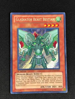 YUGIOH GLADIATOR BEAST BESTIARI LCGX-EN237 1ST SECRET PLAY/EDGE WEAR - Image 1