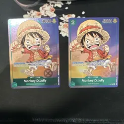 2 x Monkey D Luffy P-037 1st Anniversary Tournament STAMP Promo Holo One Piece - Image 1