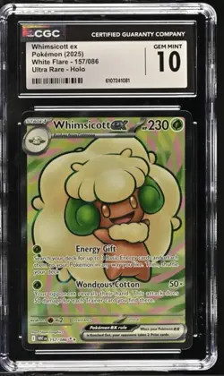 Whimsicott ex Pokemon (2025) White Flare #157 Ultra Rare - Holo CGC 10 - Image 1