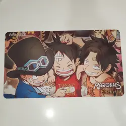 One Piece TCG Regionals 2023 FINALIST Playmat Luffy Ace Sabo Rare Bandai Mat US - Image 1