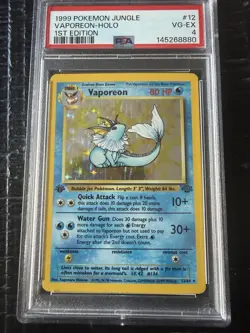 Pokemon TCG Jungle 1st Edition Vaporeon Holo 12/64 PSA 4 Stage 1 Card Stock - Image 1