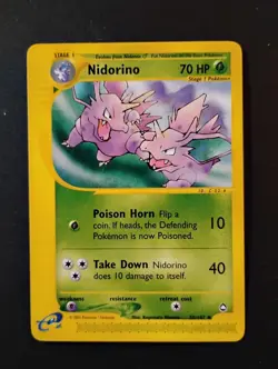 Nidorino 55/147 Aquapolis Non-Holo 2002 WOTC Vintage E-Reader Pokemon Card NM - Image 1