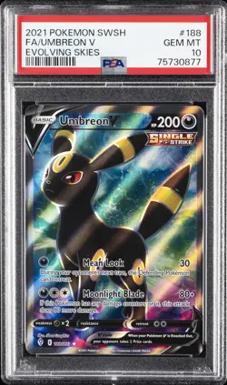 2021 POKEMON SWORD & SHIELD EVOLVING SKIES #188 FULL ART/UMBREON V PSA 10 - Image 1