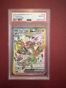 Pokemon TCG ‘24 Flygon EX Ultra Rare 222/191 SSP-en PSA 10 Gem Mint Graded Slab - Image 1