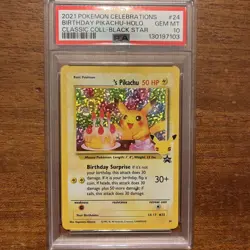 2021 POKEMON CELEBRATIONS CLASSIC COLLECTION #24 BIRTHDAY PIKACHU-HOLO PSA 10 - Image 1