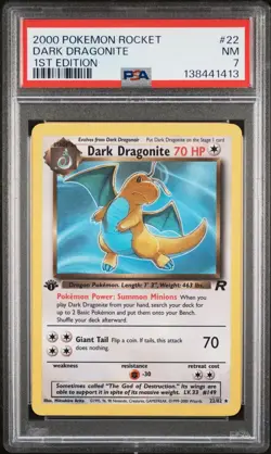Dark Dragonite: 2000 Pokemon Team Rocket 1st Edition 22/82 - PSA 7 - Image 2