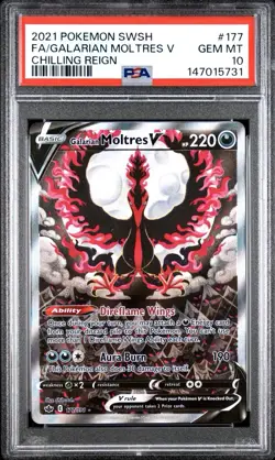 2021 Pokemon SWSH #177 FA/Galarian Moltres V Chilling Reign Gem Mint PSA 10 !! - Image 1