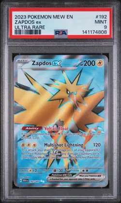 Pokemon 151 ENGLISH ZAPDOS EX ULTRA RARE FULL ART 192/165 - PSA 9 mew en 2023 - Image 1